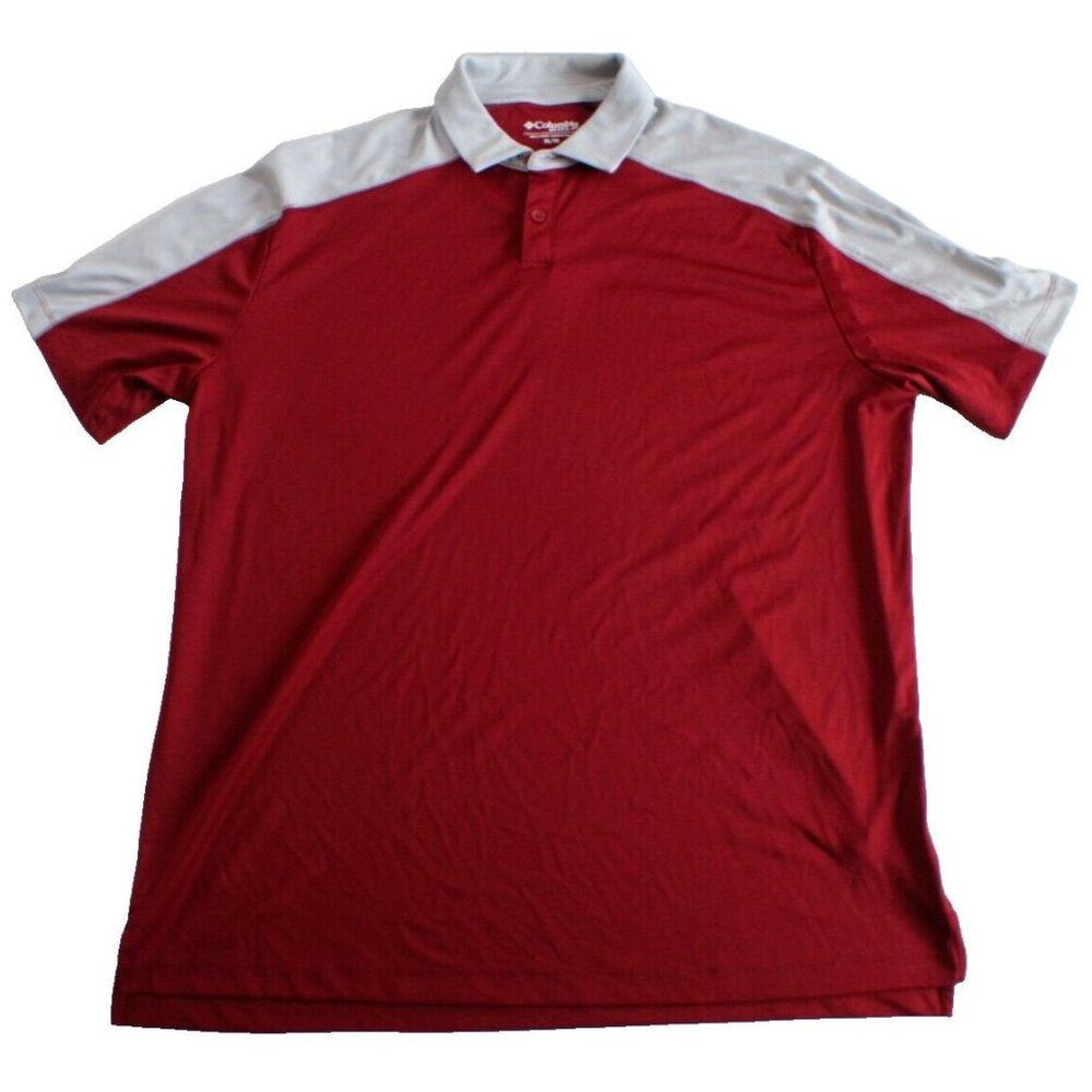 Columbia Golf Men's Polo Shirt Size XL Red‎ and Silver
